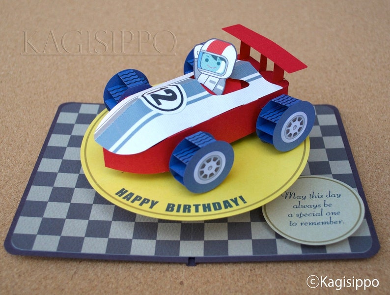 Template__Toy Racing Car popup card _digital download Etsy
