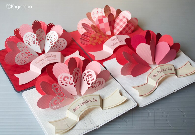 TEMPLATE_ PDF_digital download file_Flowing Hearts pop-up card image 6