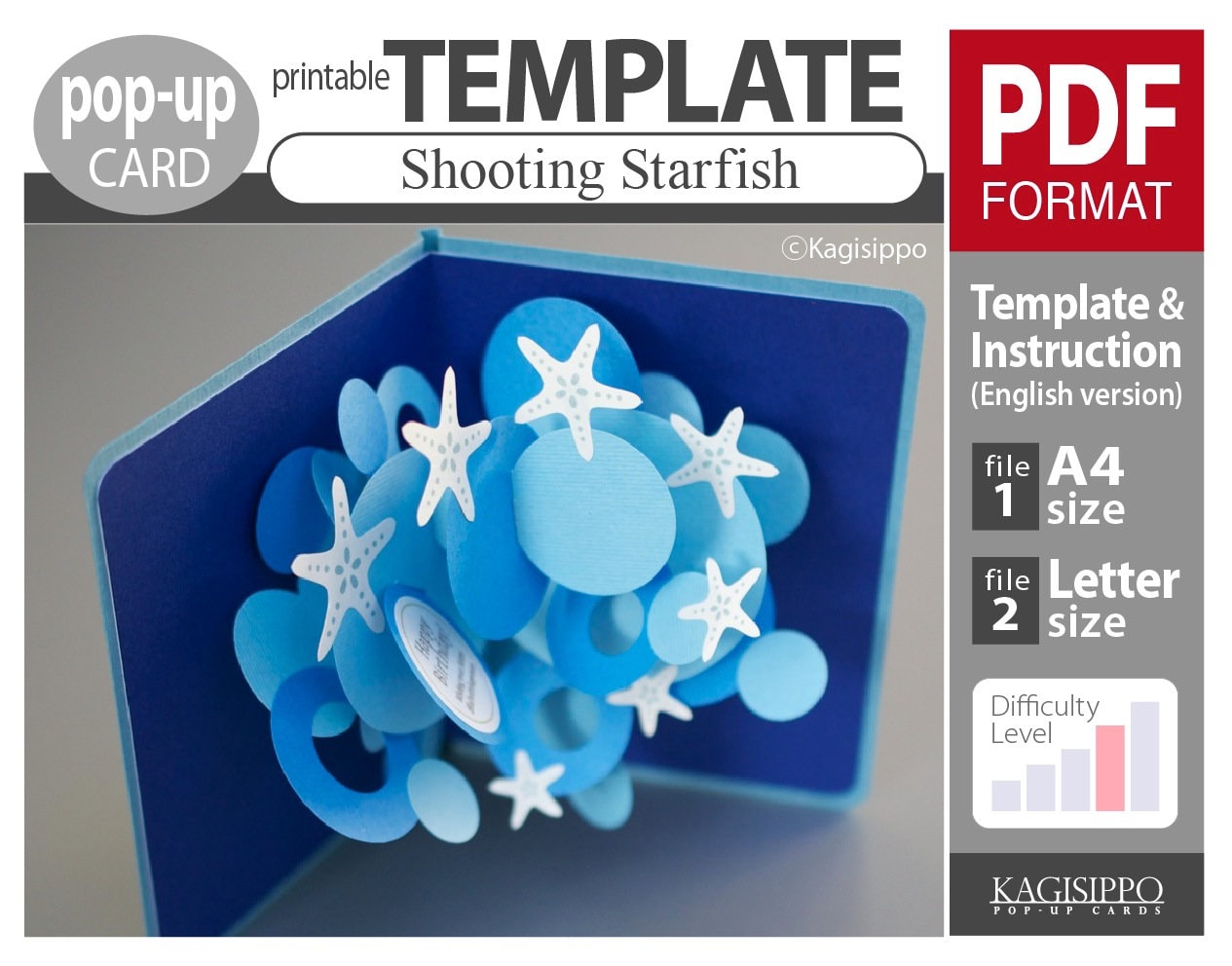 PATTERN__pop-up card__[Shooting starfish]   (PDF_digital download file)