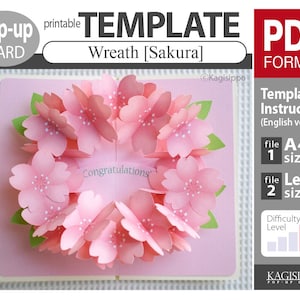 TEMPLATE_ (PDF_digital download file)_pop-up card__wreath [sakura]