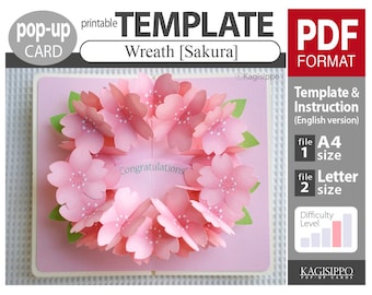 TEMPLATE_ (PDF_digital download file)_pop-up card__wreath [sakura]