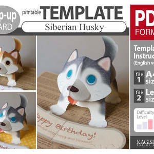 VORLAGE_(Popup-Karte)_Siberian Husky (PDF_digitale Download-Datei)