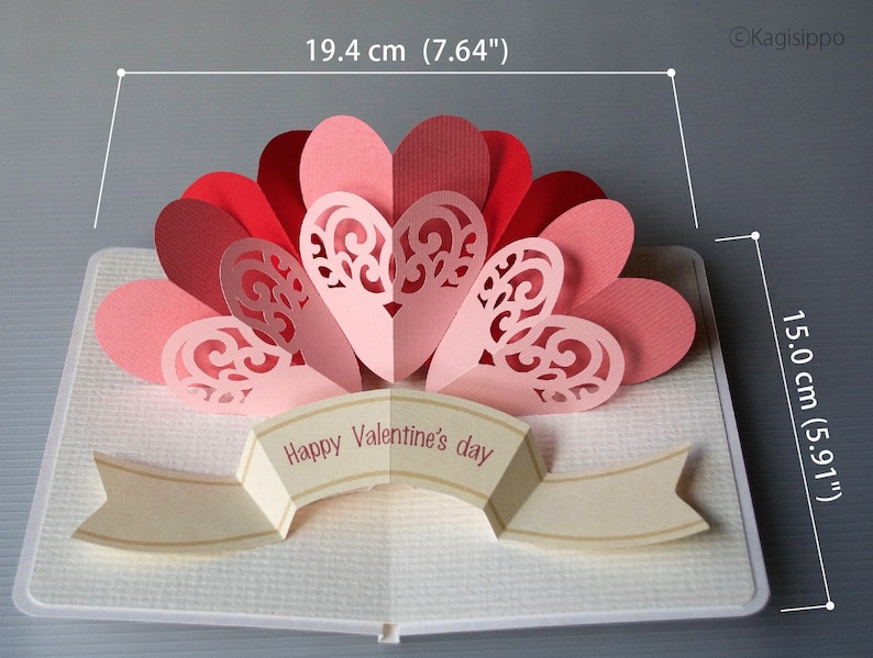 TEMPLATE_ PDF_digital download file_Flowing Hearts pop-up card image 5