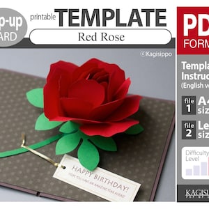 TEMPLATE_(pop-up card)_Red Rose   (PDF_digital download file)