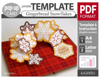 TEMPLATE_ (PDF_digital download file)_Gingerbread Snowflakes  (pop-up card)