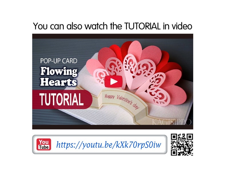 TEMPLATE_ PDF_digital download file_Flowing Hearts pop-up card image 10