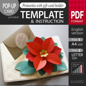 VORLAGE_ (PDF_digitale Download-Datei)_Weihnachtsstern mit Geschenkkartenhalter [Pop-Up-Karte]