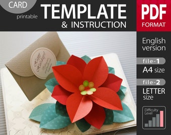 TEMPLATE_ (PDF_digital download file)_Poinsettia with gift card holder  [pop-up card]