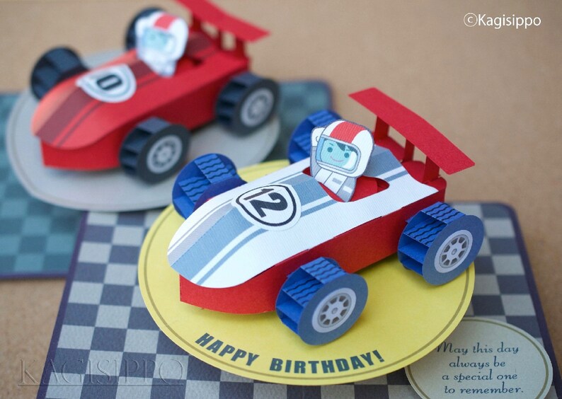 Template__Toy Racing Car popup card _digital download Etsy