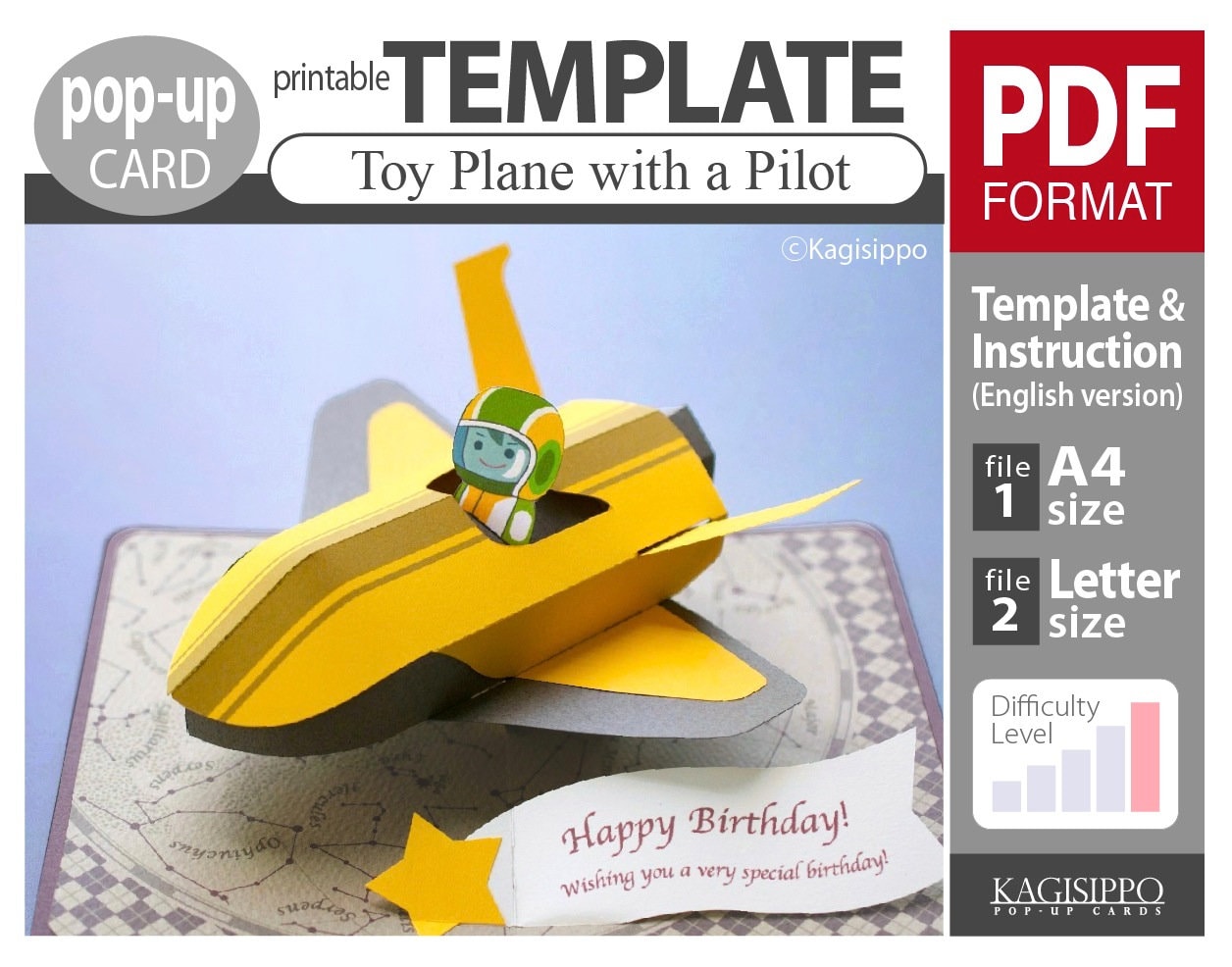 Paper Model Airplan Airplane Kit Papercraft 3D Printable Paper Toy Paper  Model Plans Toddlers Paper Toys 