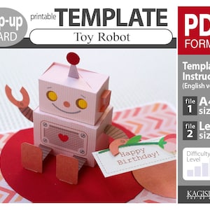 TEMPLATE (PDF digital download file)_pop-up card__Toy Robot