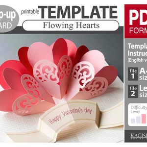 TEMPLATE_ (PDF_digital download file)_Flowing Hearts   pop-up card