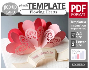 TEMPLATE_ (PDF_digital download file)_Flowing Hearts   pop-up card