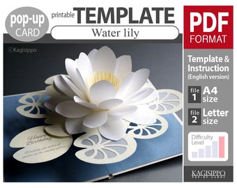 TEMPLATE__pop-up card__Water lily   (PDF_digital download file)