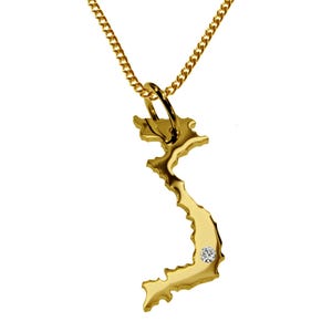 50 cm necklace + Vietnam pendant with a 0.015 ct diamond at your desired spot in solid 585 yellowgold