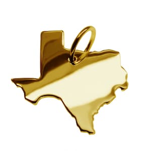 Chain pendant in the shape of the map Texas in massive 333 yellow gold