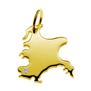 Anhänger Rügen mit Brillant am Wunschort 585 Gelbgold