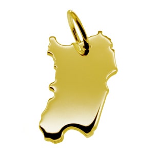 Chain pendant in the shape of the map sardinia in solid 333 yellow gold