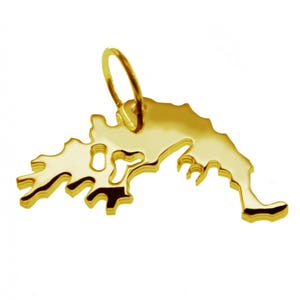 Anhänger der Landkarte Griechenland in massiv 585 Gelbgold