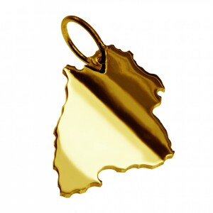 Chain pendant in the form of the map of Baden-Württemberg in solid 333 yellow gold