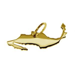 Chain pendant in the shape of the map of Mexico in massive 333 yellow gold