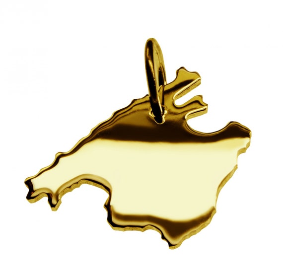 Chain pendant in the shape of the map of North America in solid 585 yellow gold