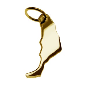 Kettenanhänger in der Form von der Landkarte Fuerteventura in massiv 333 Gelbgold