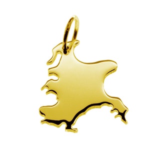 Chain pendant in the form of the map Rügen in massive 333 yellow gold