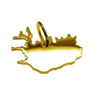 Pendentif - sous forme de carte géographique Islande en or jaune 585 massif