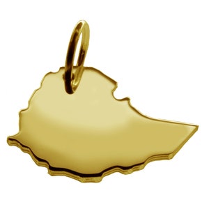 Chain pendant in the shape of the map ethiopia in massive 333 yellow gold