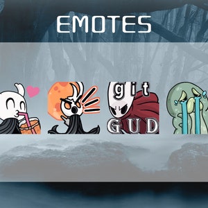 HOLLOW KNIGHT EMOTES (4) | Twitch | Discord | YouTube | Streaming | Hornet, Sad Grub Father, Broken Vessel and Vessel Emoji Emote Pack