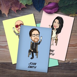 Cartoon Caricature Wedding Place Cards: Portrait table settings image 3