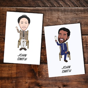 Cartoon Caricature Wedding Place Cards: Portrait table settings image 2