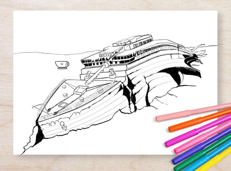 RMS Titanic Wreck Printable Coloring Page - Etsy