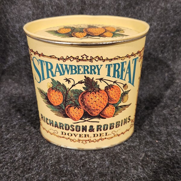 Strawberry treat advertising tin