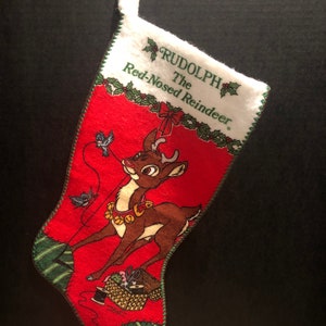 Vintage Rudolph the red nosed reindeer Christmas stocking