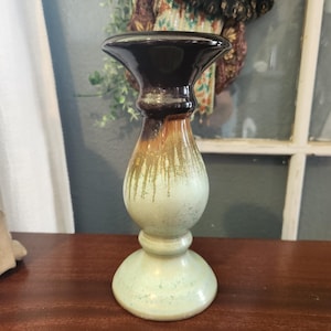 ceramic, pottery drip glaze candle holder