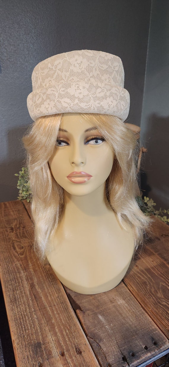 Vintage lace pillbox hat