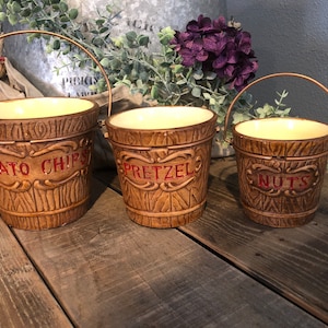 Vintage chase ceramic potato chips, pretzels, nuts serving bucket