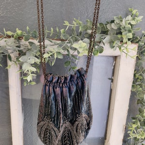 Vintage blue velvet  pouch