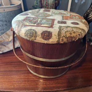 vintage C.L.Lane CO. sewing basket, foot stool