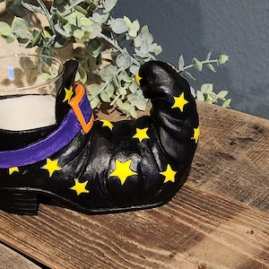 Witch shoe votive, tea light candle holder, Halloween