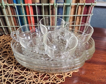 Federal Glass, Homestead wheat pattern, snack plate and cup, dining