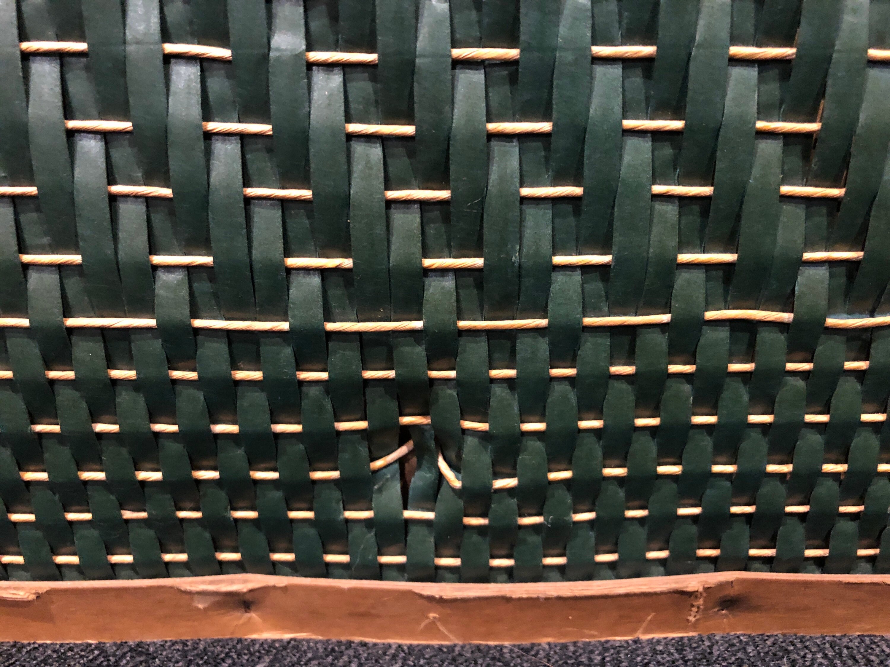 Vintage Green Woven Picnic Basket Hawkeye Etsy