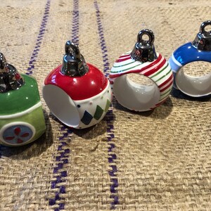 Set of 4 napkin ring holders, Christmas ornaments