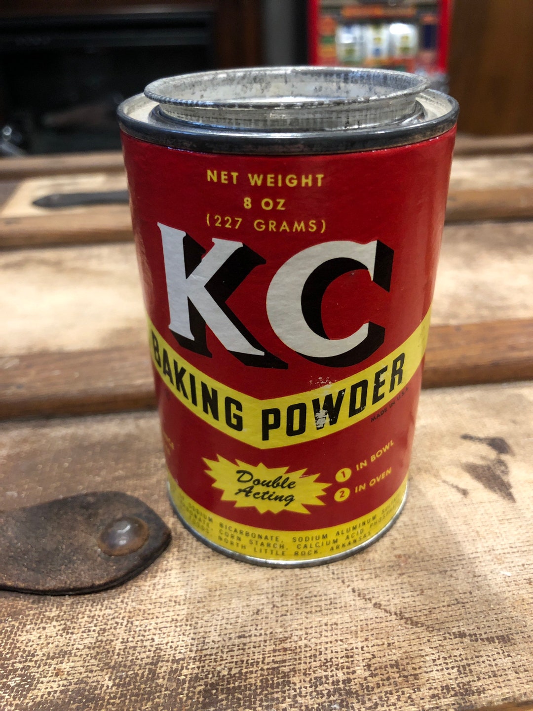 Vintage KC Baking Powder Tin Can Bank Etsy