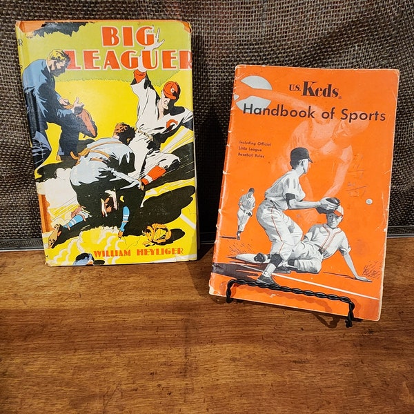 Vintage sports books, US Keds Handbook of sports, Big Leaguer