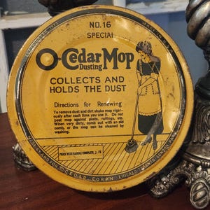 vintage O-cedar  Mop Dusting tin