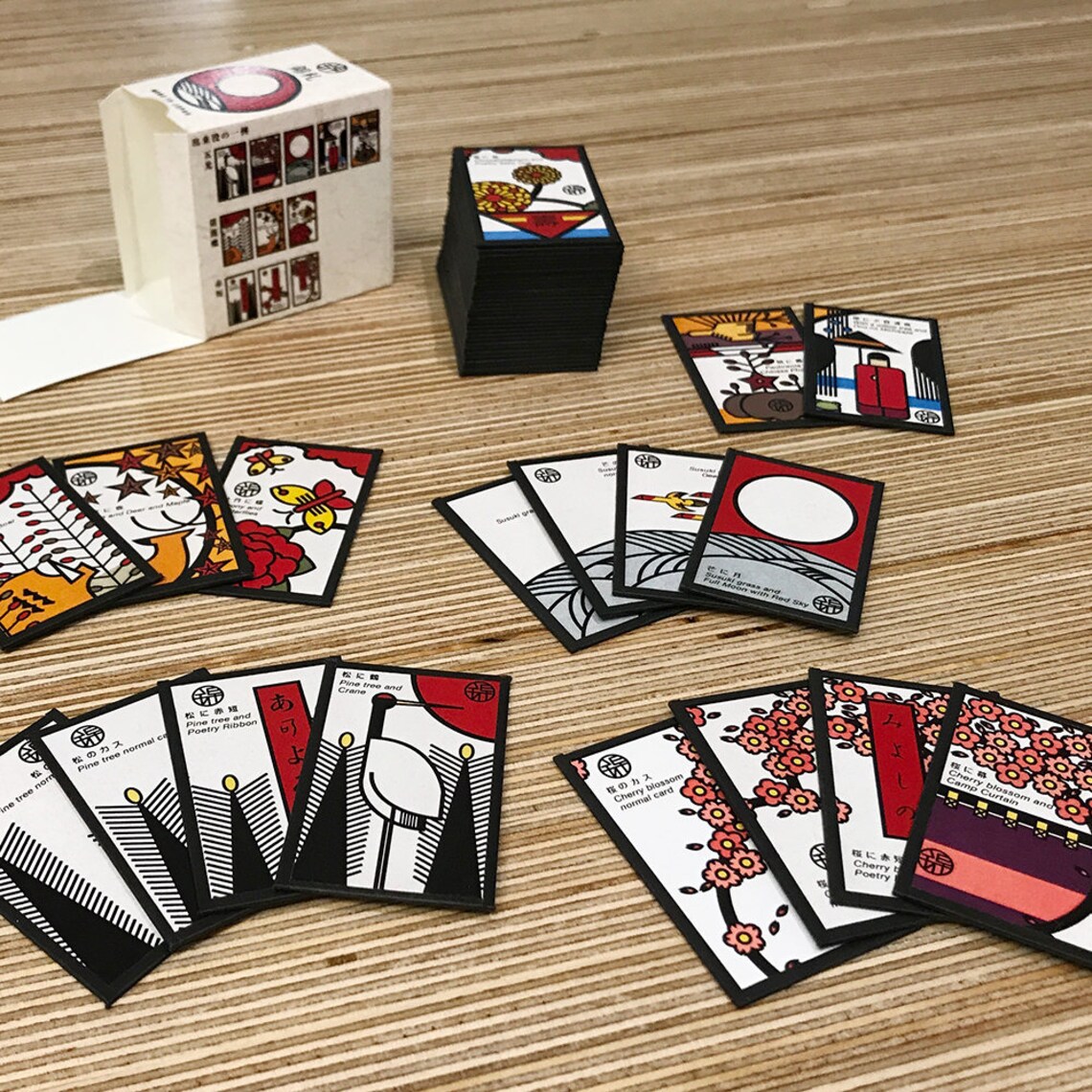 Hanafuda Japanese Flower Cards Hanakaruta Handmade Etsy