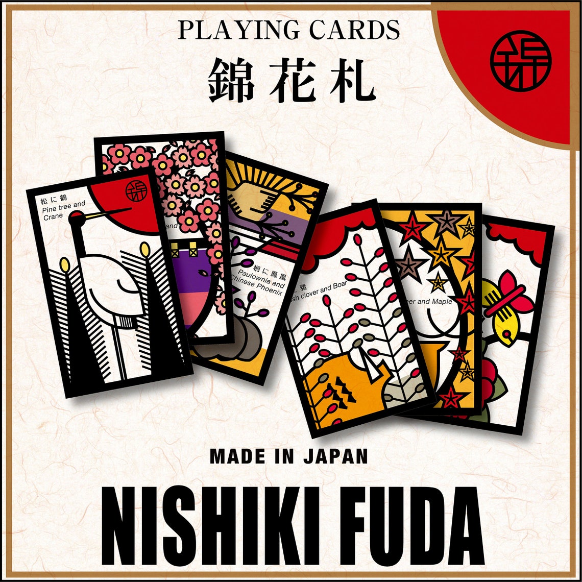 Hanafuda Japanese Flower Cards Hanakaruta Handmade Etsy